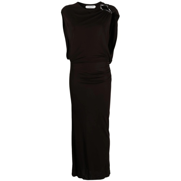 brooch-detail maxi dress