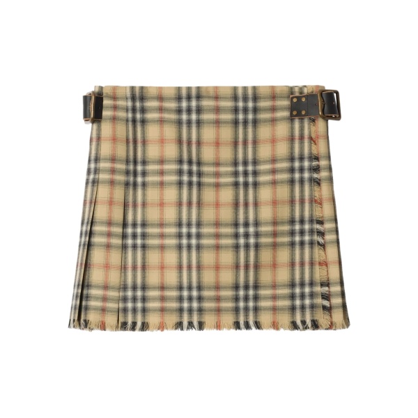 check-fringed mini kilt