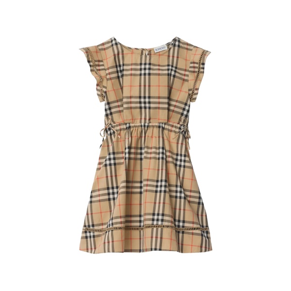 checked-pattern ruffled dress