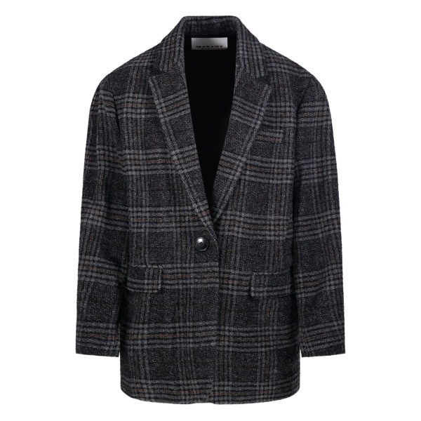 checked single-breasted blazer