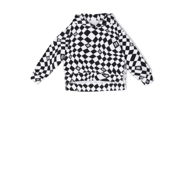 chequered logo-print cotton hoodie