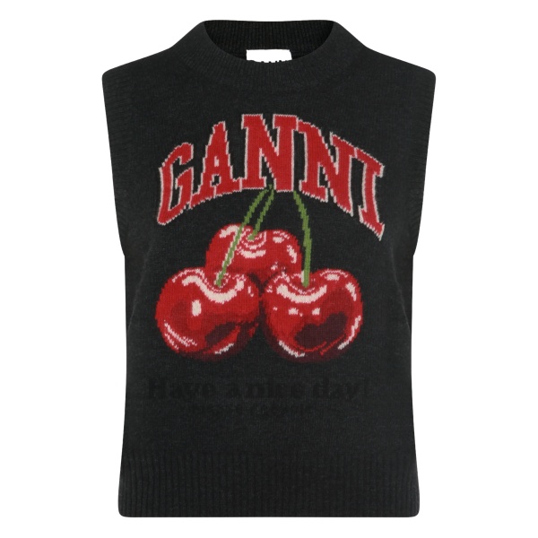 cherry-embroidered top