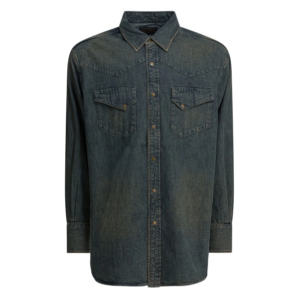 chest-pocket cotton shirt