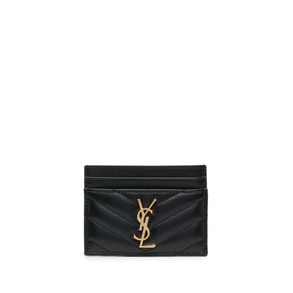 chevron-quilted leather cardholder