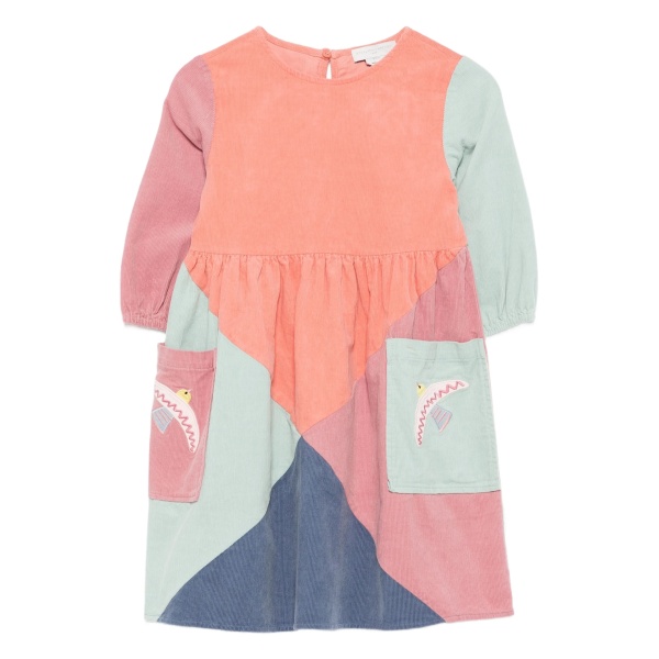 colour-block embroidered-pockets casual dress