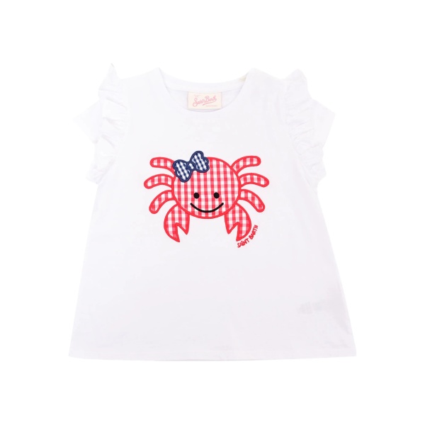 Crab-patch ruffled-sleeves T-shirt