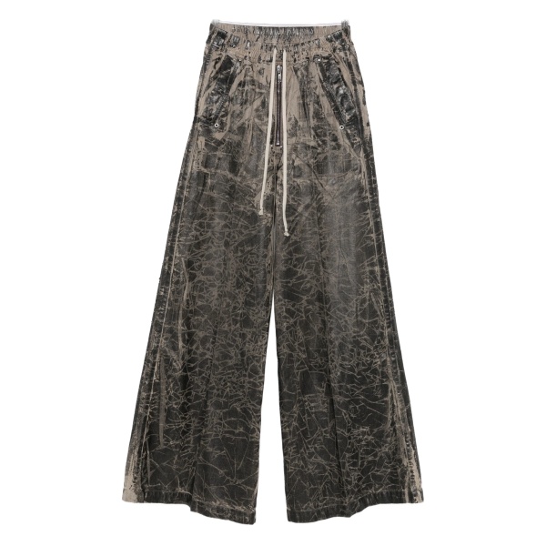 crackled-effect zip trousers