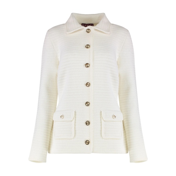 crochet-knit cardigan
