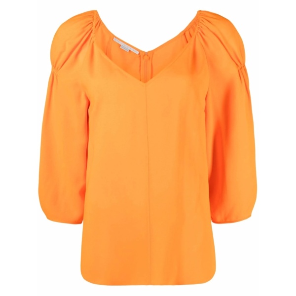 cropped puff-sleeve blouse