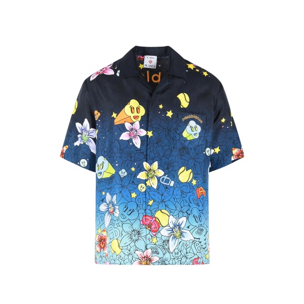 cuban-collar patterned shirt