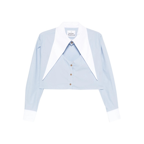 cut-off oversized-collar shirt