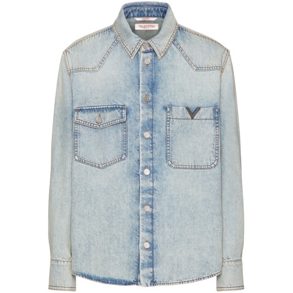 cut-out denim shirt