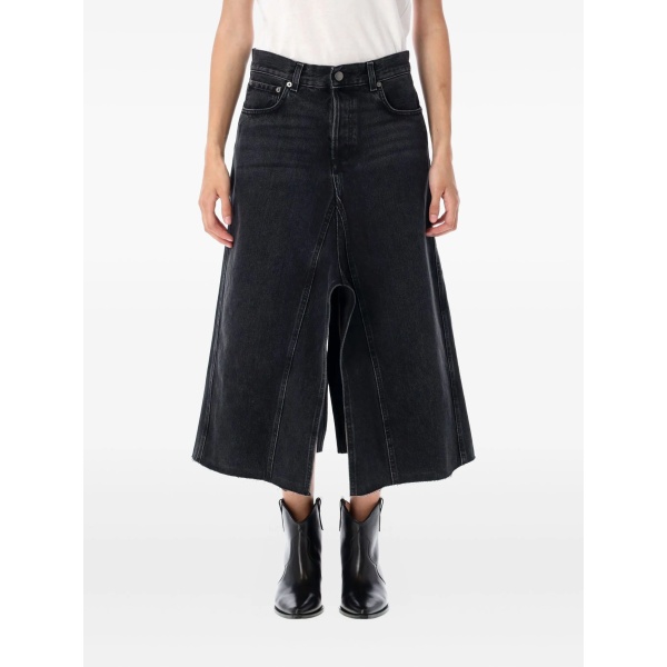 denim asymmetric midi skirt