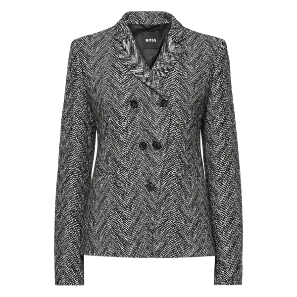 double-breasted herringbone-pattern jacket