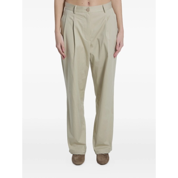 double-pleated linen trousers