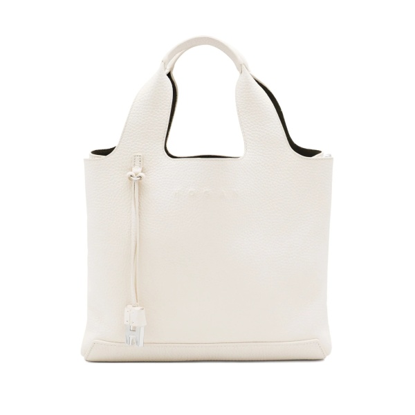 double top-handle leather tote bag