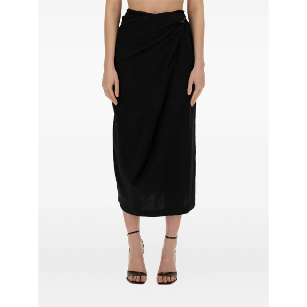 draped knot-detail midi skirt