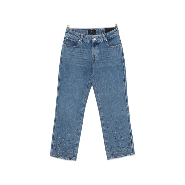 embellished straight-leg jeans