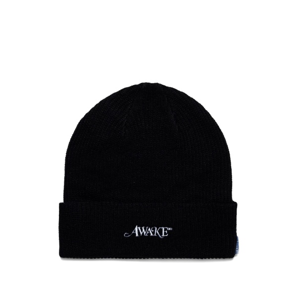 embroidered ribbed beanie hat