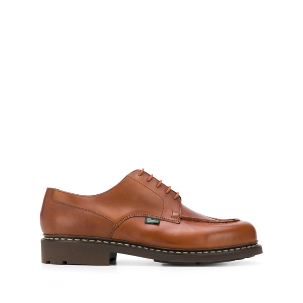 exposed-stitched leather shoes
