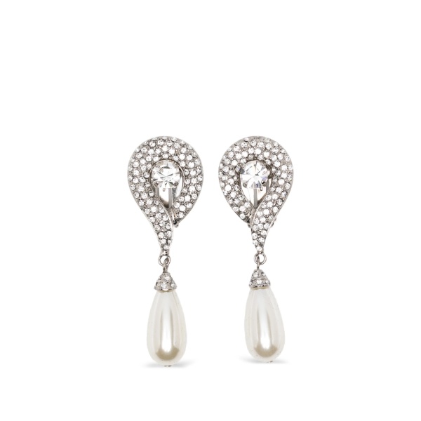 faux-pearl earrings