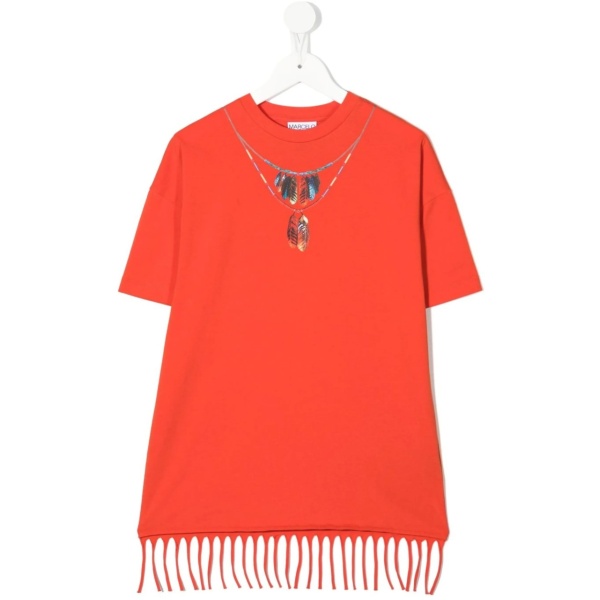feather-necklace print T-shirt