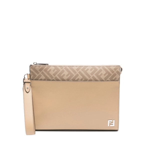 FF-motif leather clutch bag