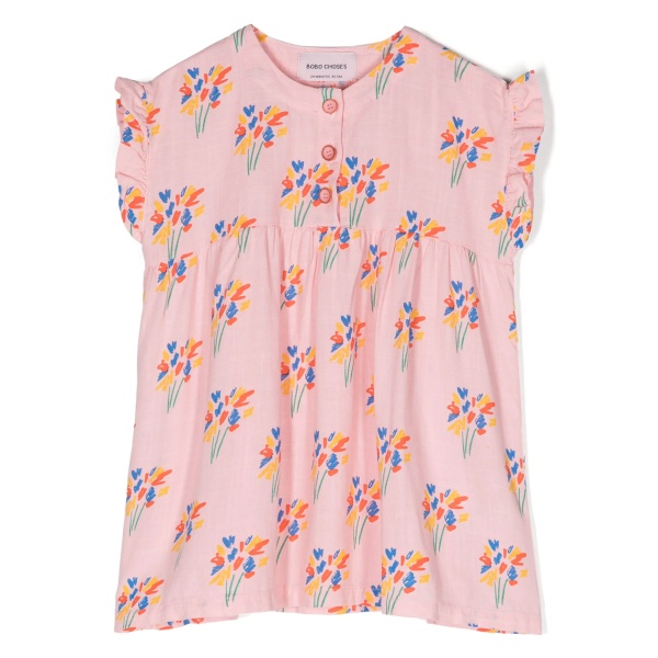 Fireworks-print ruffled-trim dress