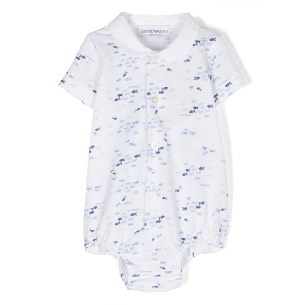 fish-motif cotton bodysuit