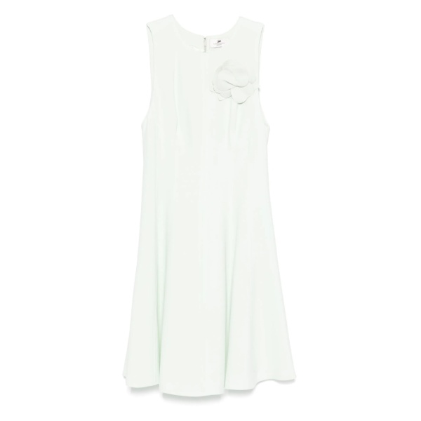 floral-appliqué crepe mini dress