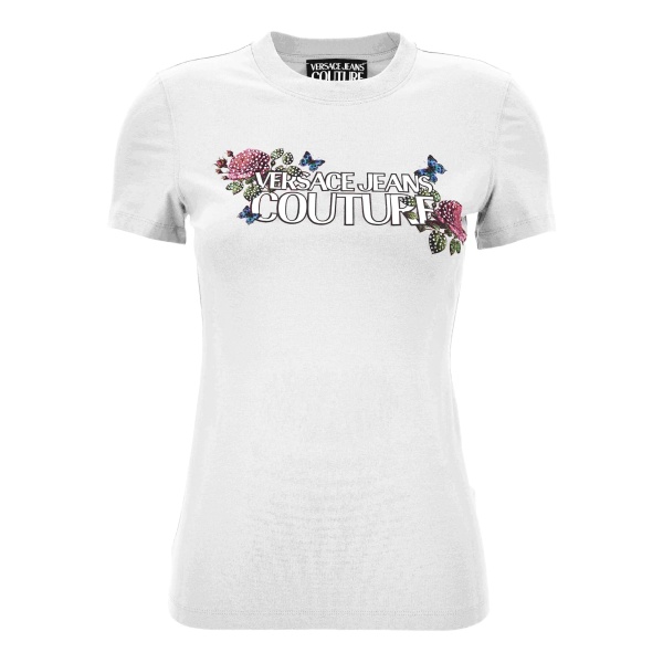 floral-butterfly print T-shirt