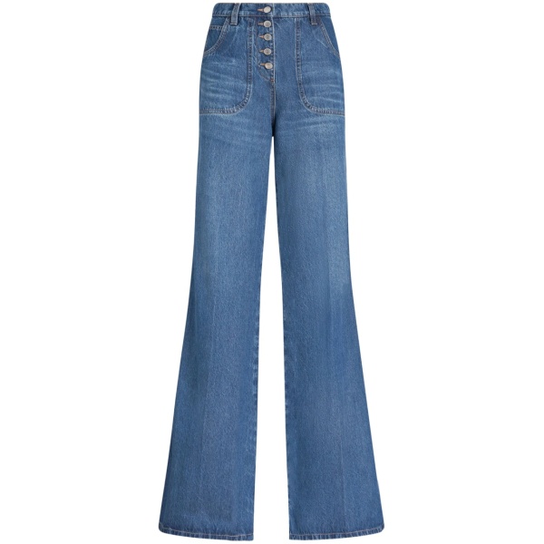 floral-embroidered flared jeans