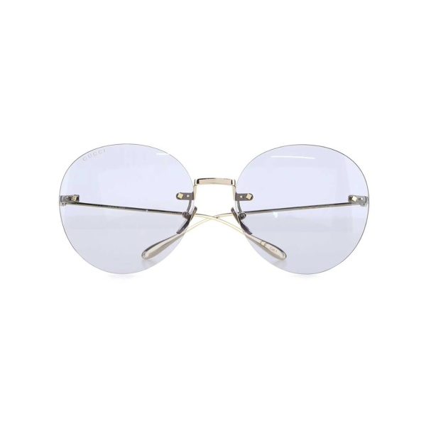 Floral-pendant round-frame sunglasses