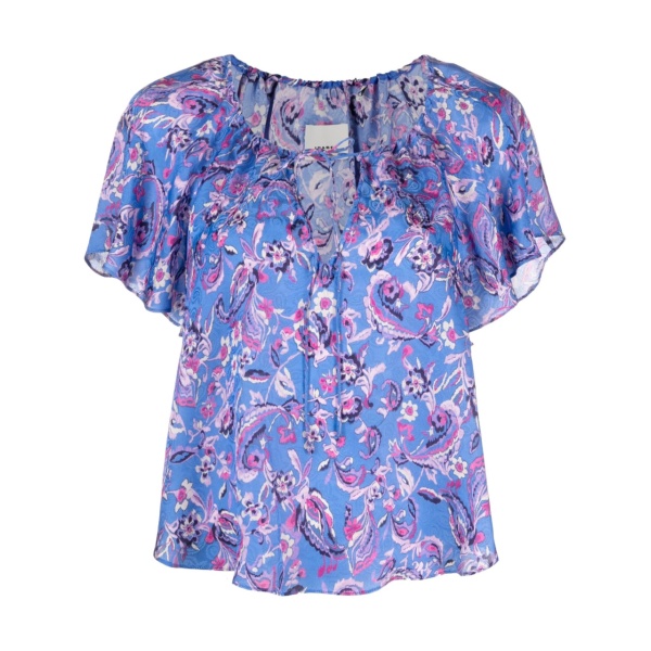 floral-print short-sleeve blouse