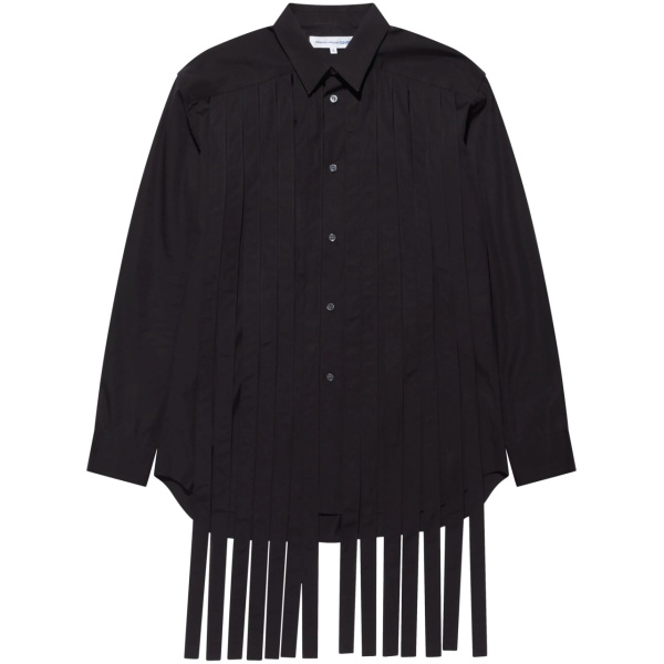 fringed pleated cotton shirt