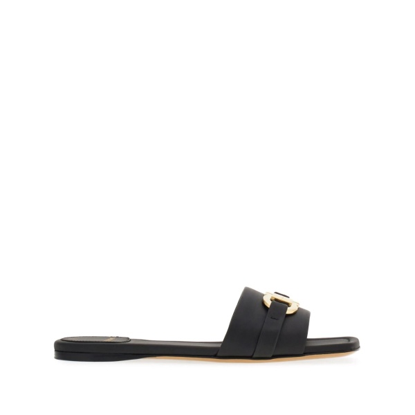 Gancini-plaque leather slides