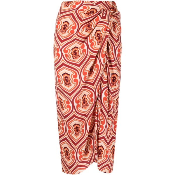 graphic-print sarong skirt