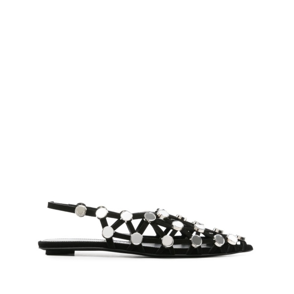 Grid rhinestone-embellished ballerina shoes
