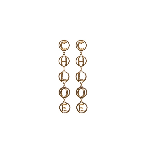 hammered-texture letters earrings