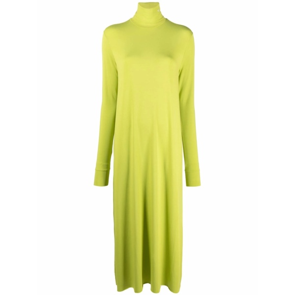 high-neck midi dress