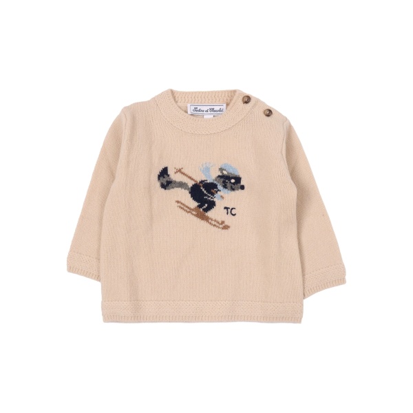 intarsia buttoned wool sweater