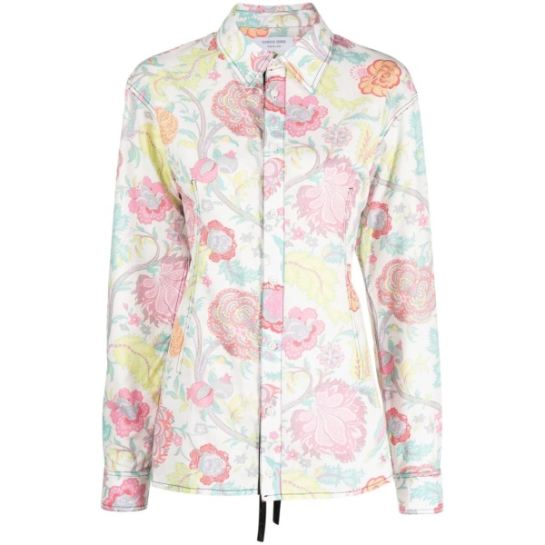 lace-back floral shirt