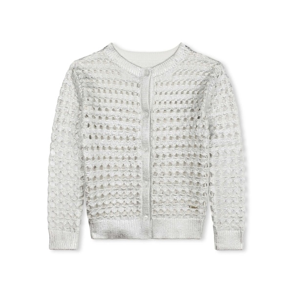 lamé open-knit cardigan