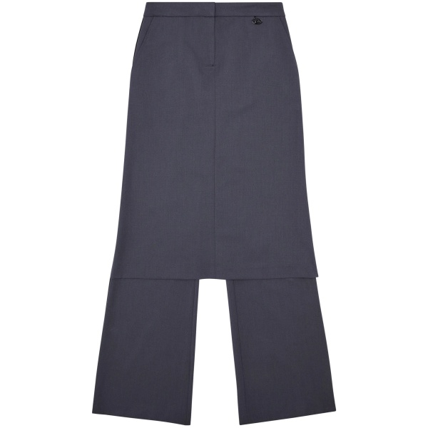 layered straight-leg skirt trousers