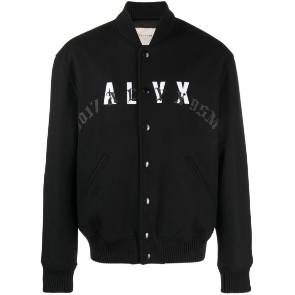 leather-logo bomber jacket