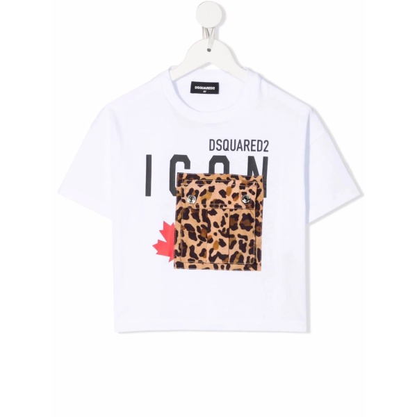 leopard-pocket T-shirt
