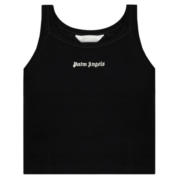 logo-embroidered ribbed tank top