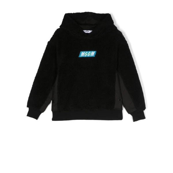 logo-embroidered teddy hoodie
