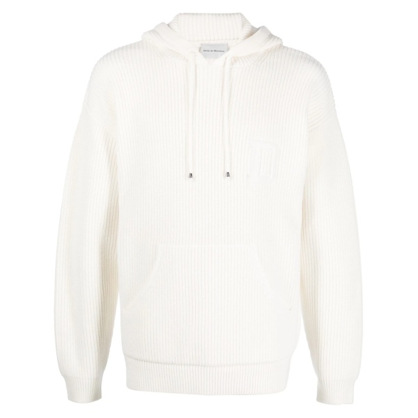 logo-embroidered waffle-knit hoodie