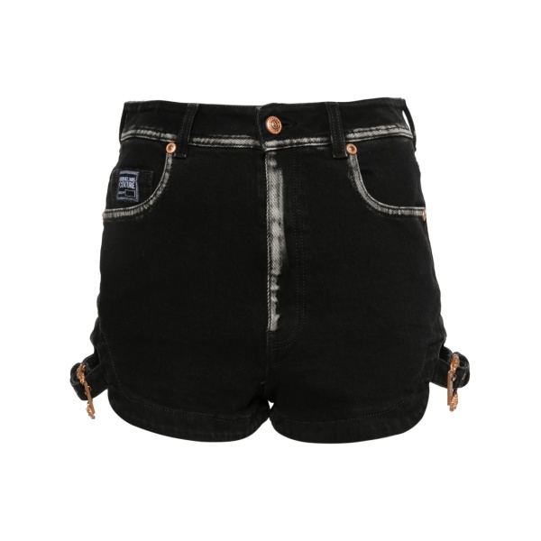 logo-engraved denim shorts